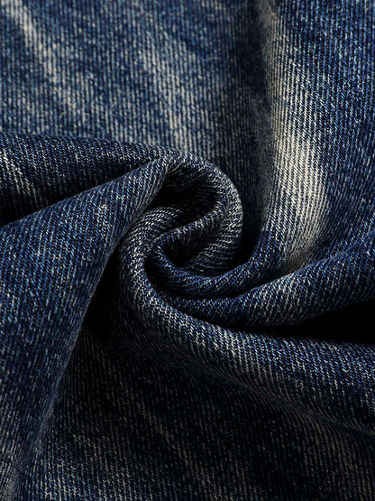 Tie Dyed Wrinkled Effect Straight Jeans 
