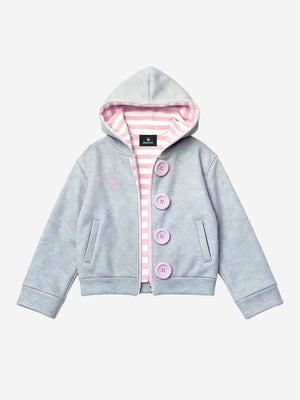 Kapuzenpullover mit Skorpionstickerei, Streifenfutter und Knopfleiste