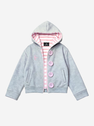 Kapuzenpullover mit Skorpionstickerei, Streifenfutter und Knopfleiste