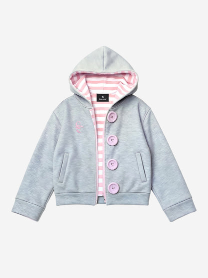 Kapuzenpullover mit Skorpionstickerei, Streifenfutter und Knopfleiste
