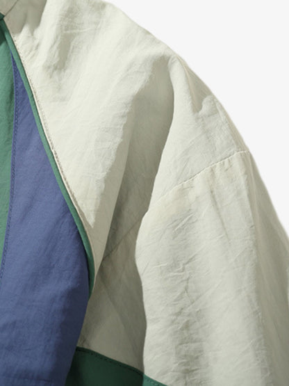 Color Block Full-Zip Nylon Windbreaker