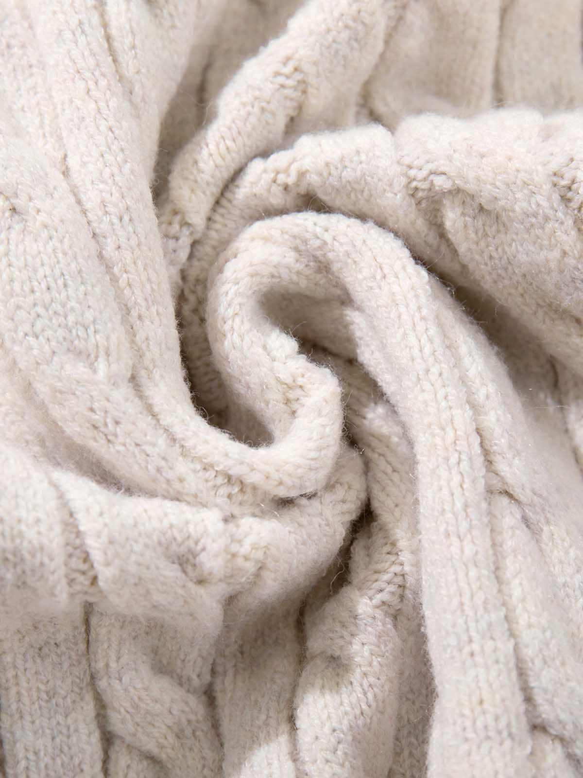 Cable Knit Wool Blend Half-Zip Sweater Men's Winter Warm Knitted Pullover 