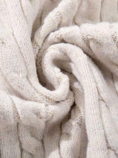 Cable Knit Wool Blend Half-Zip Sweater Men's Winter Warm Knitted Pullover 