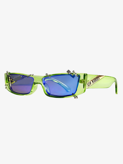 Punk-Style Rivet Small Square Sunglasses