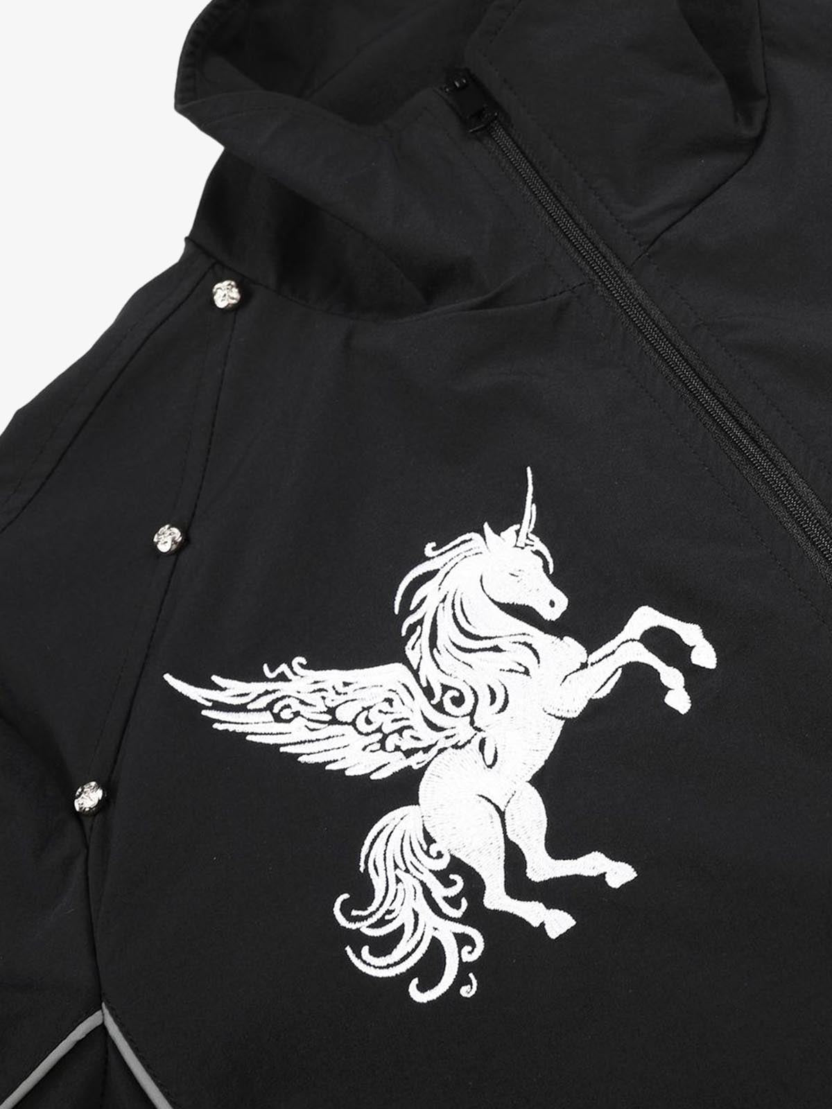 Pegasus Embroidered Stand-Collar Zip Jacket