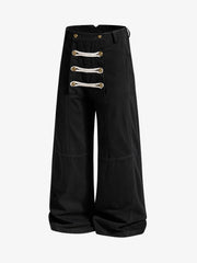 Military Button Baggy Cargo Pants