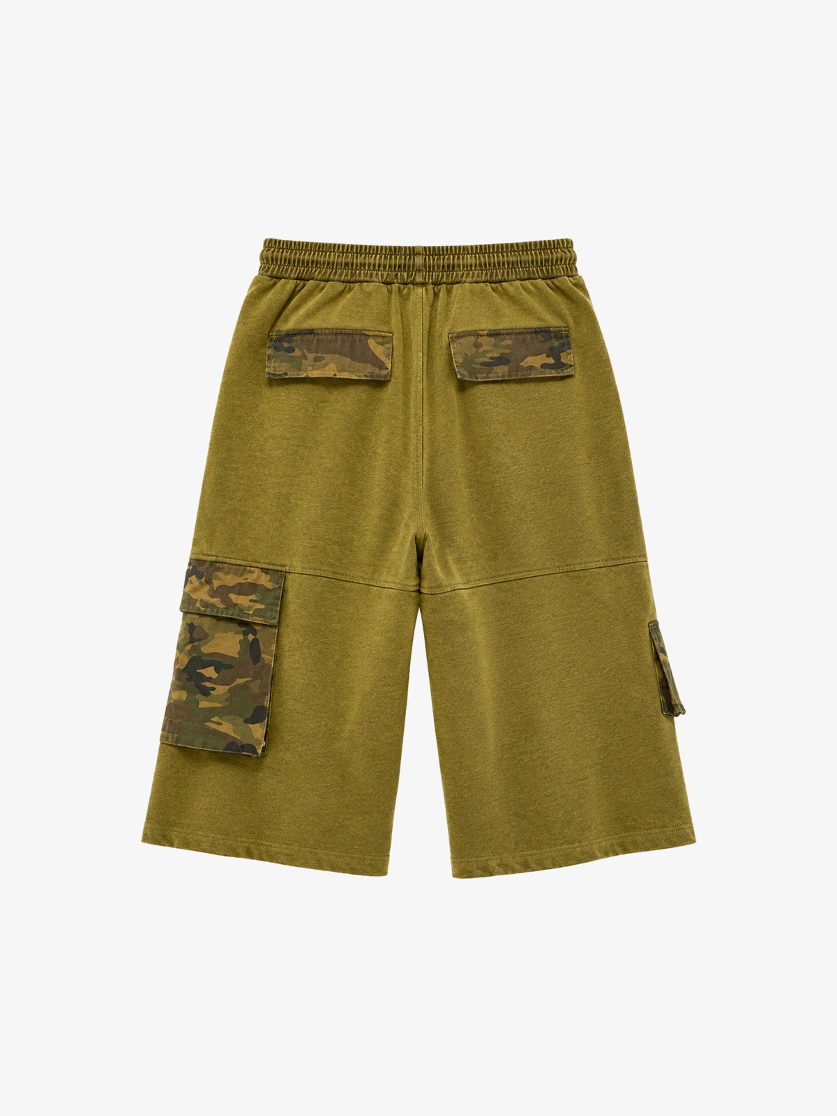 Camo Paneled Distressed Cropped Sweatpants
