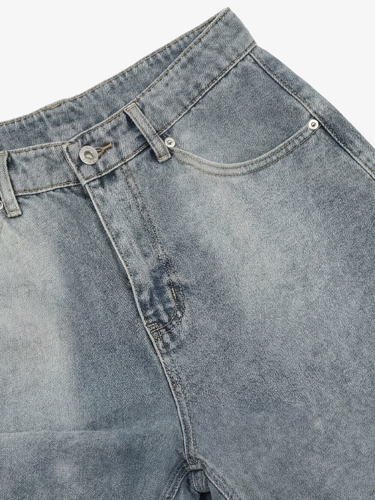 Denim Wide Leg Shorts with Skeleton Logo Embroidery and Patch Detail 