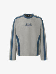 Faux Suede Paneled Embroidered Long Sleeve Tee