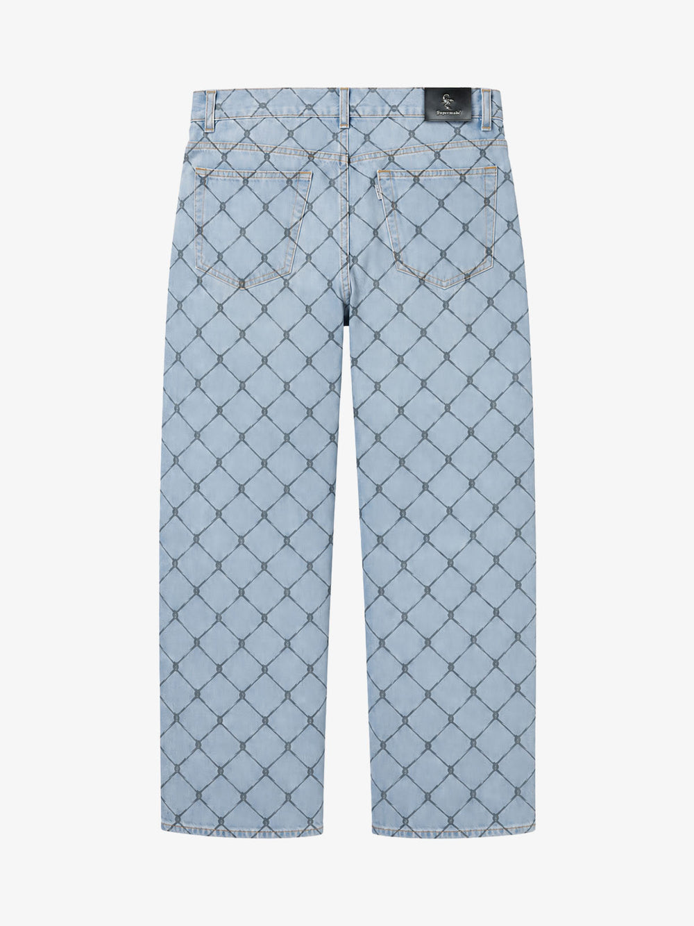 Jeans mit geradem Bein und verwaschenem Stacheldraht-Graffiti-Motiv