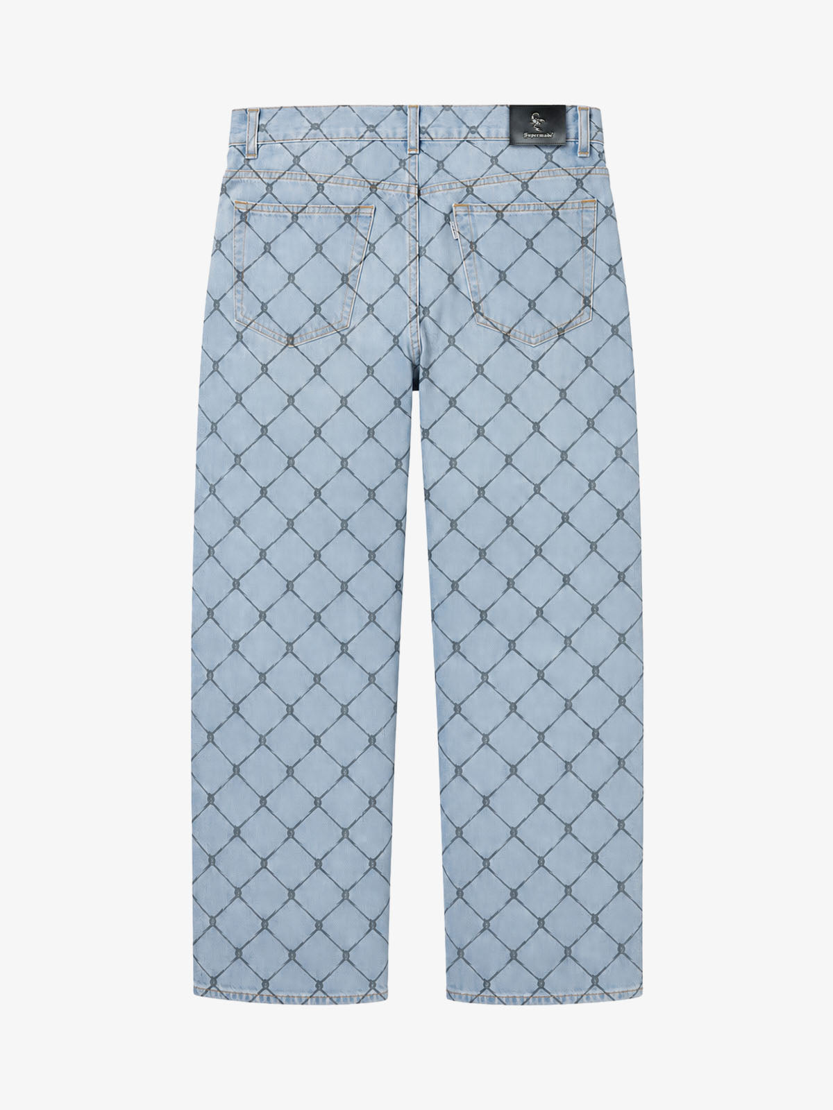 Barbed Wire Graffiti Washed Straight-Leg Jeans