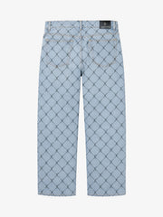 Barbed Wire Graffiti Washed Straight-Leg Jeans