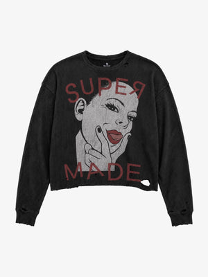 Tongue Graphic Distressed Waffle Long Sleeve Tee