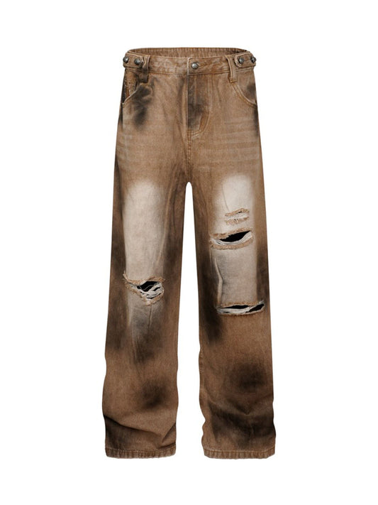 Street Ripped Dirty Dye Jeans 