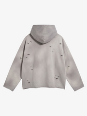 Washed Distressed Ripped Graphic Hoodie