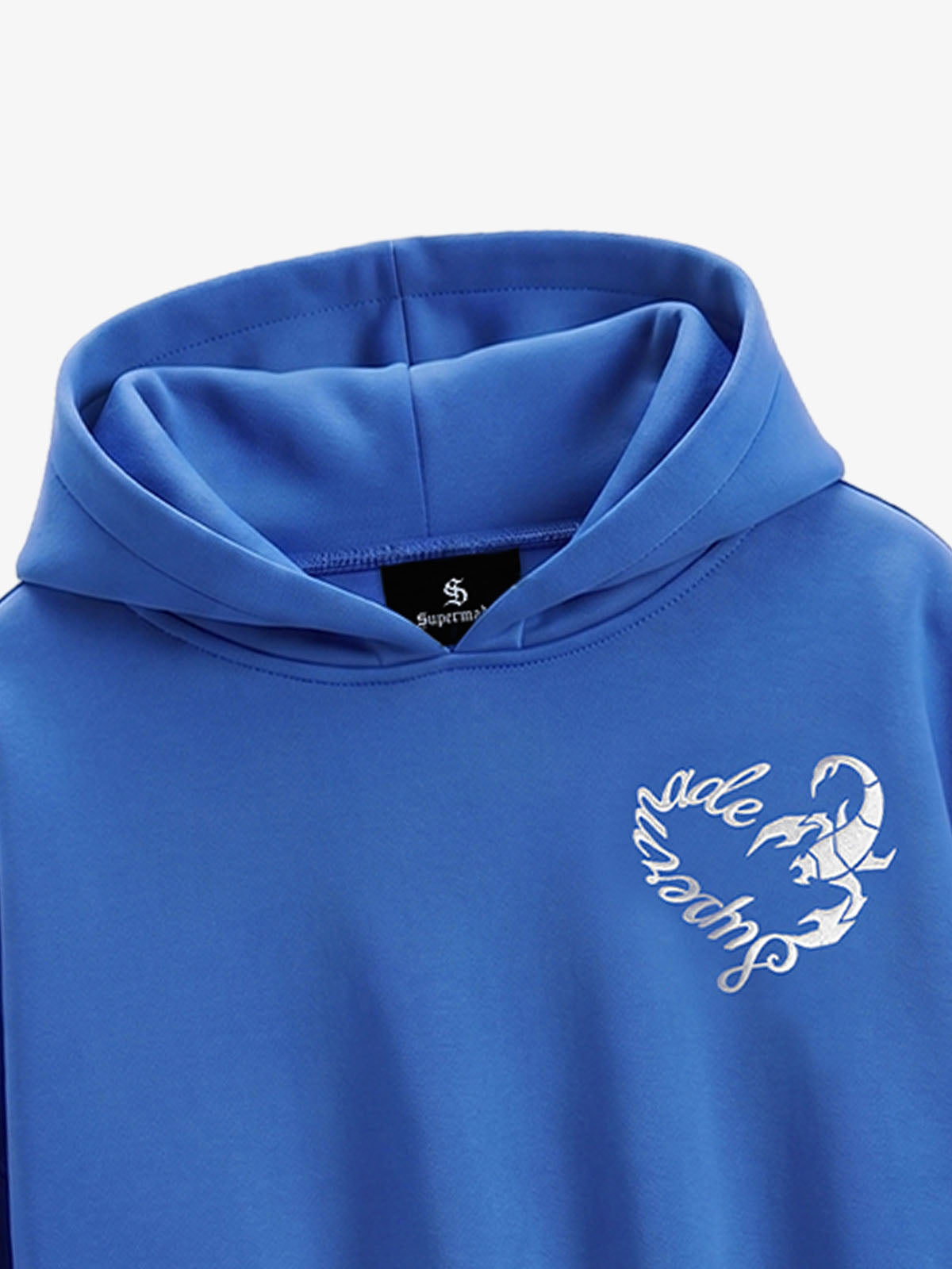 Faux Fur Hooded Sweatshirt with Embroidered Scorpion Graphic