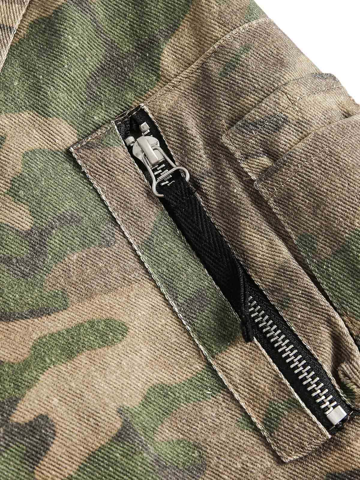 Camouflage Faux Two-Piece Hooded Jacket 
