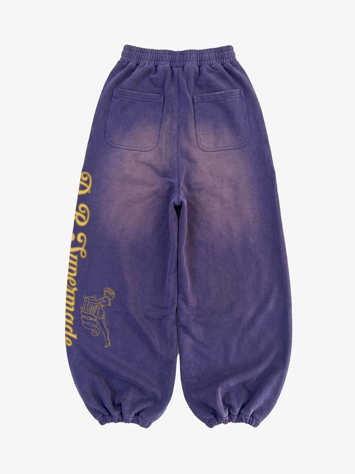 Studded Script Graphic Curved-Leg Sweatpants