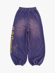 Studded Script Graphic Curved-Leg Sweatpants