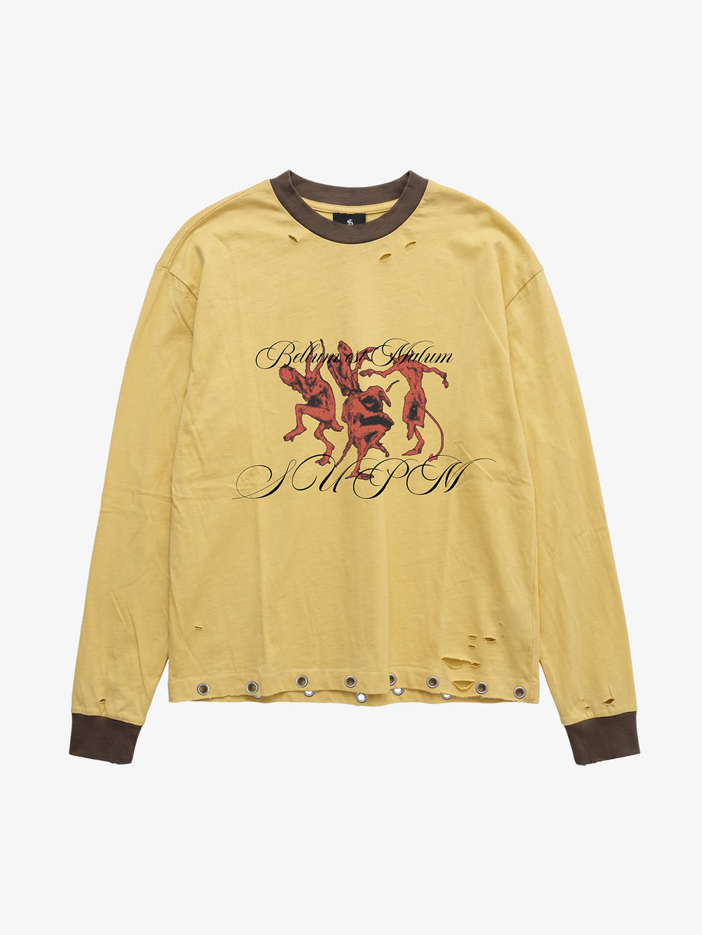 Langarmshirt mit Teufelsgrafik und Farbblock-Design
