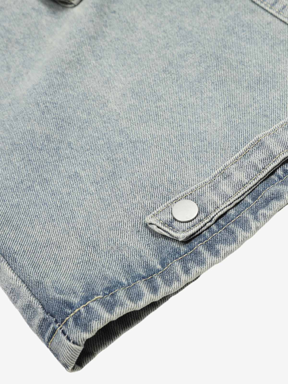 Vintage Washed Ripped Multi-pocket Work Jeans 