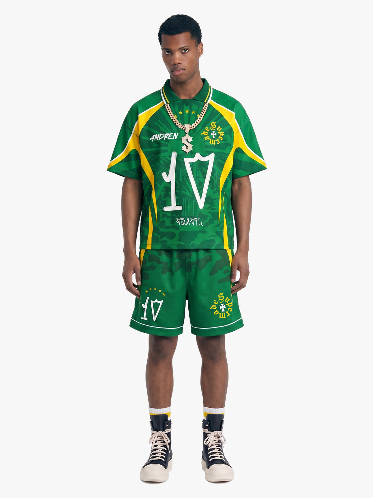 Classic Brazil "Savior" Color-Block Custom Jersey Set - 2622 