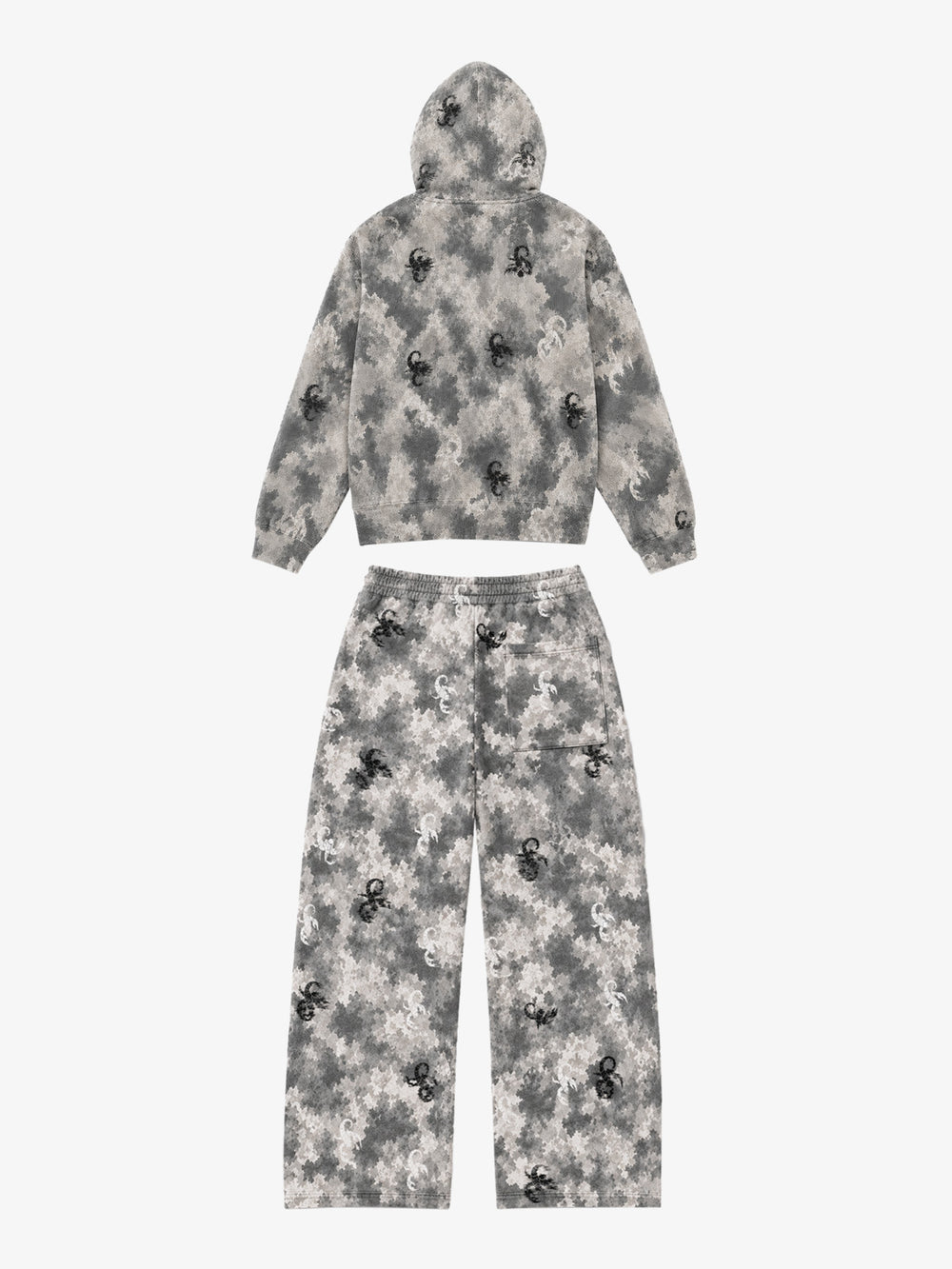 Scorpion Camo Zip Hoodie & Wide-Leg Sweatpants Set