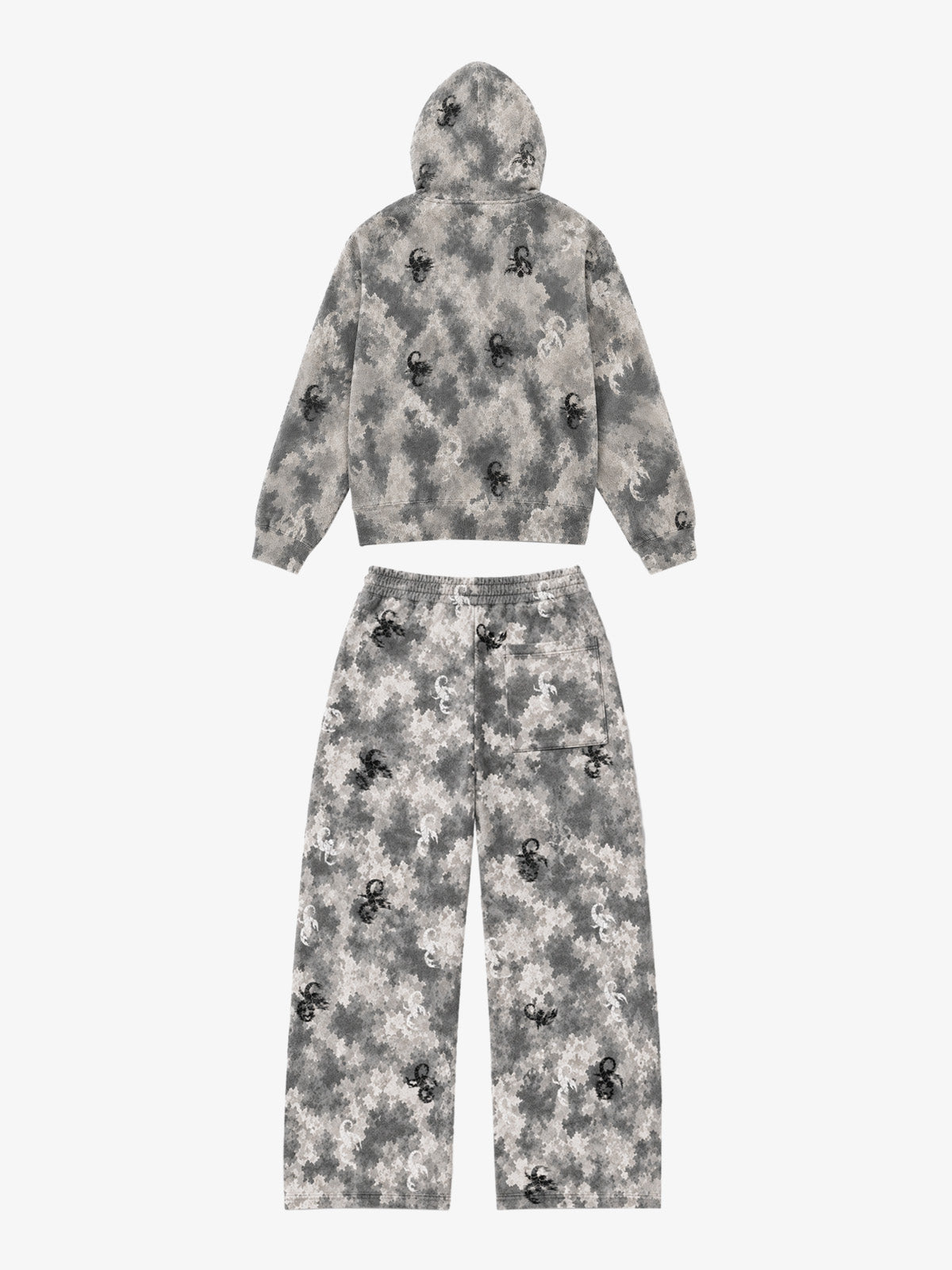 Scorpion Camo Zip Hoodie & Wide-Leg Sweatpants Set