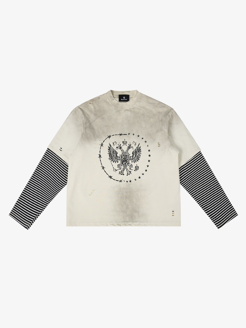 Doppellagiges, im Used-Look gewaschenes Kurzarm-T-Shirt