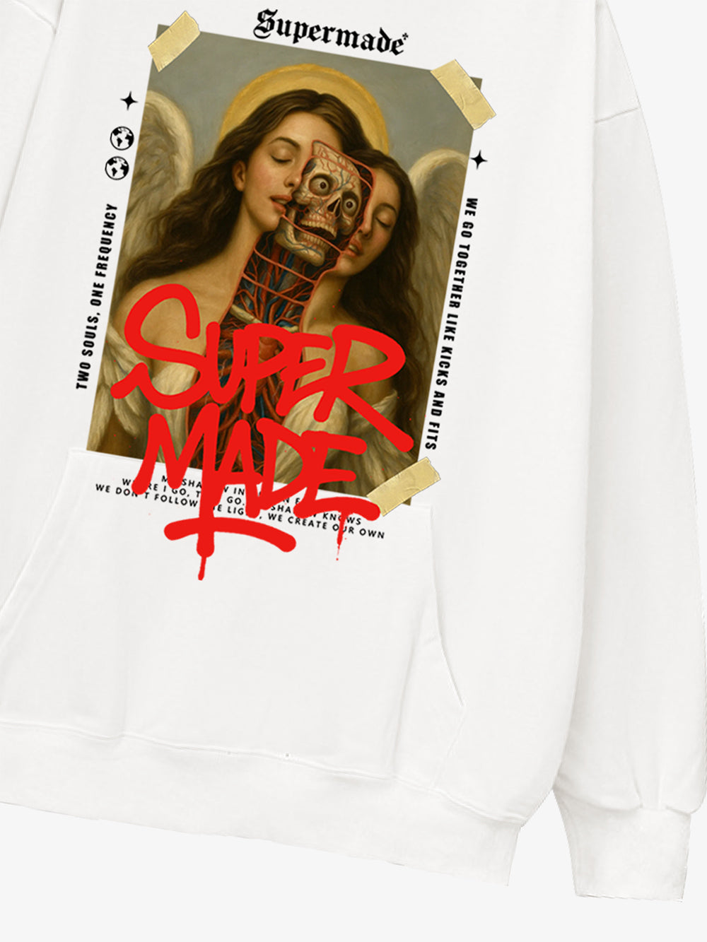 Skull And Angel Pattern Hooded Sweatshirt 