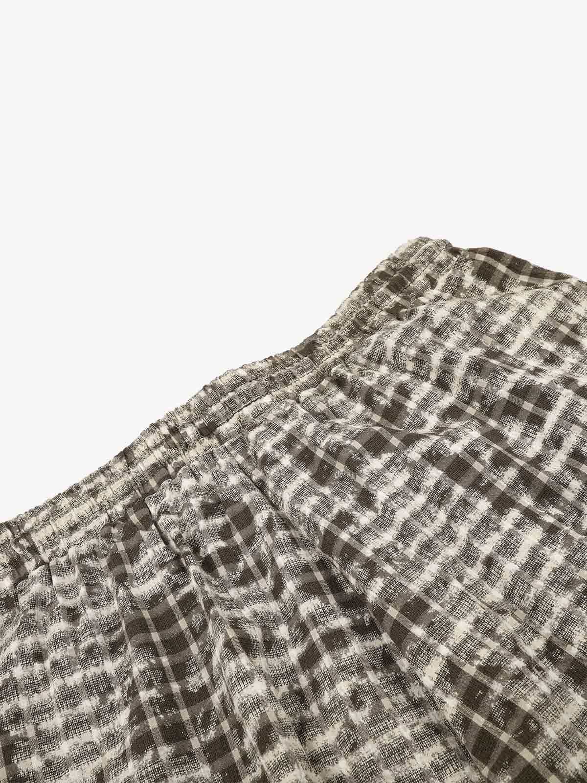 Distressed Plaid Casual Trousers
