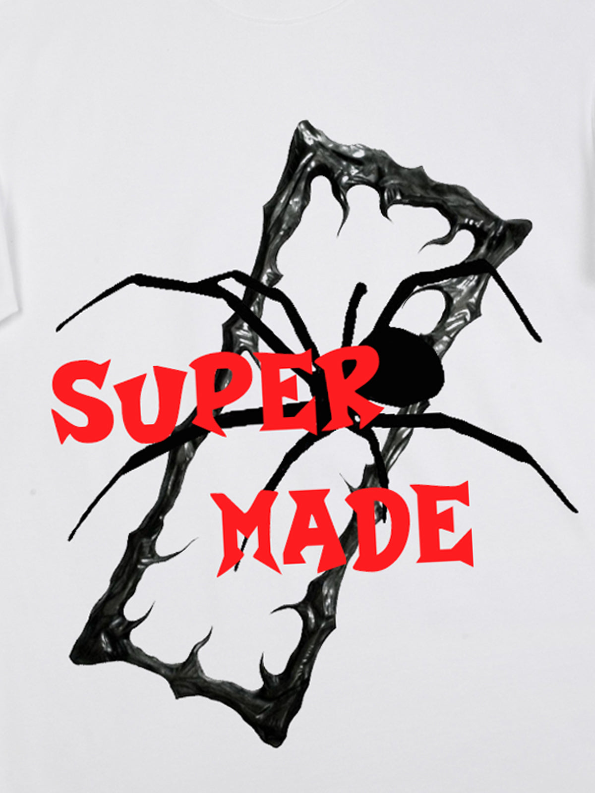 Distressed Sleeveless Crop Top with Barbed Wire Graphic and Chain Design 