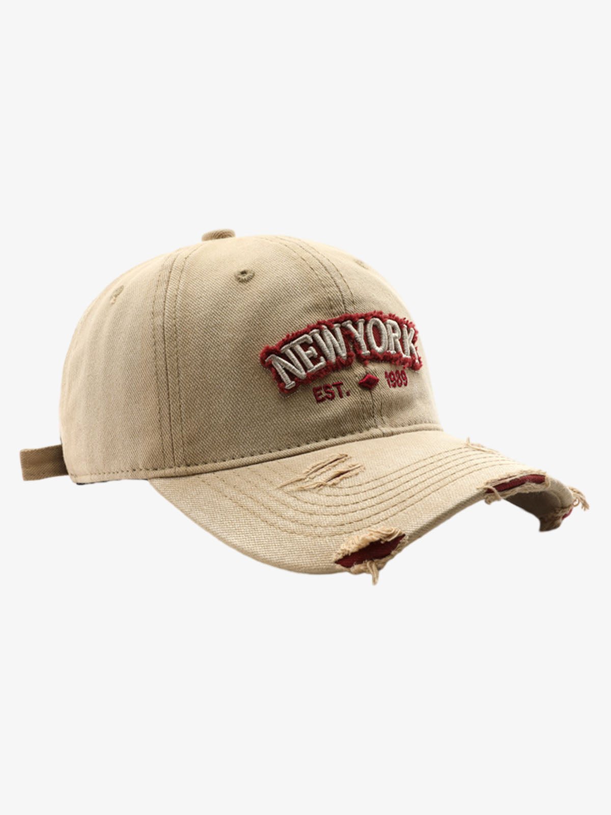 Distressed Baseball Caps with Embroidered New York Design - Perfect for Casual Wear 