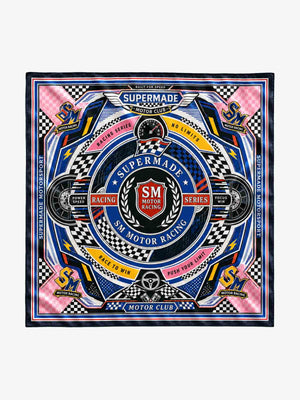 Checkerboard Racing Emblem Silk Scarf