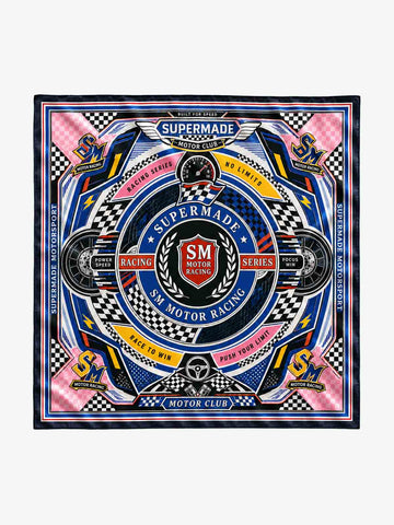 Checkerboard Racing Emblem Silk Scarf