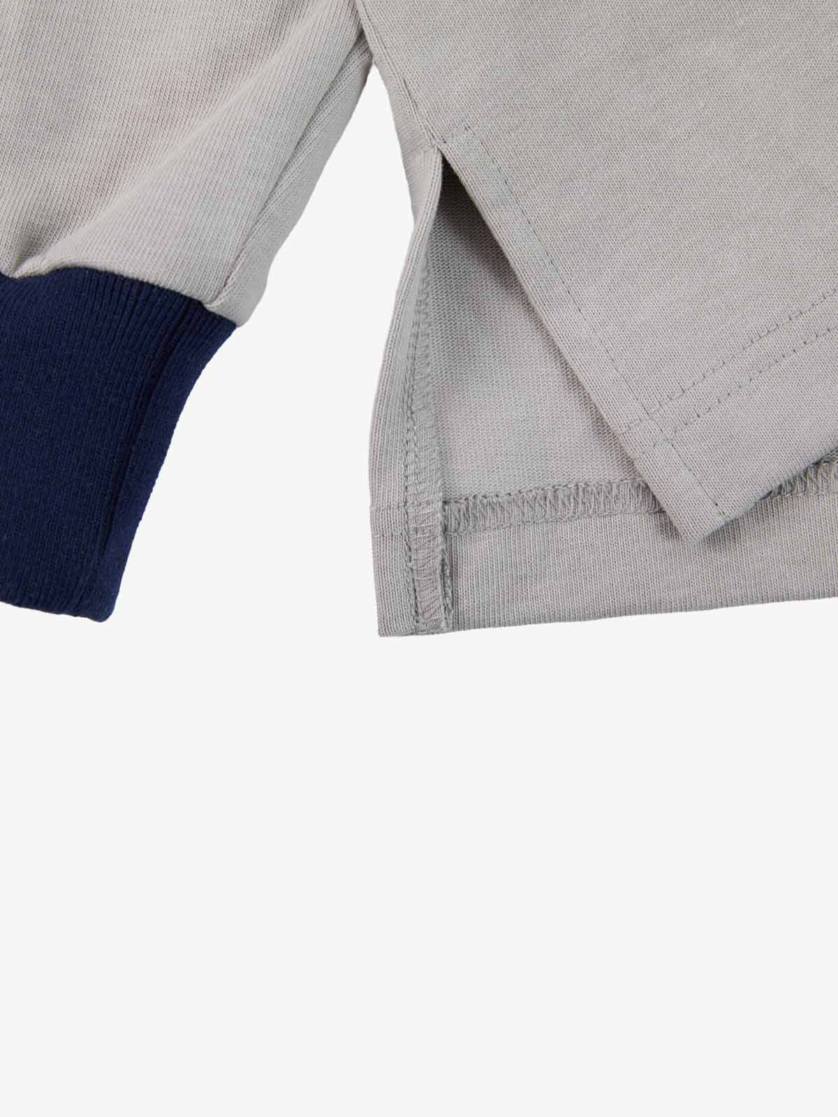 Supermade Color-Blocked Polo Collar Embroidered Print Long-Sleeved Jersey 