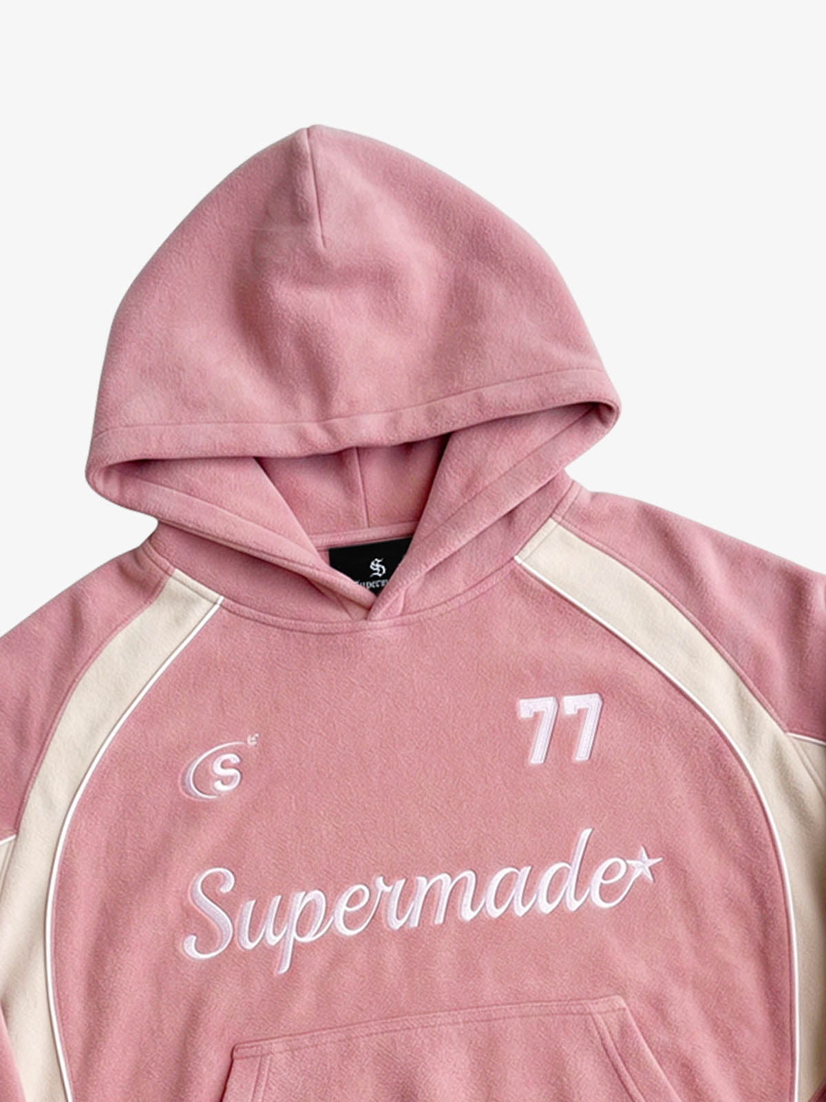 Sweatshirt aus Wildleder mit Buchstabenstickerei und Farbblockmuster