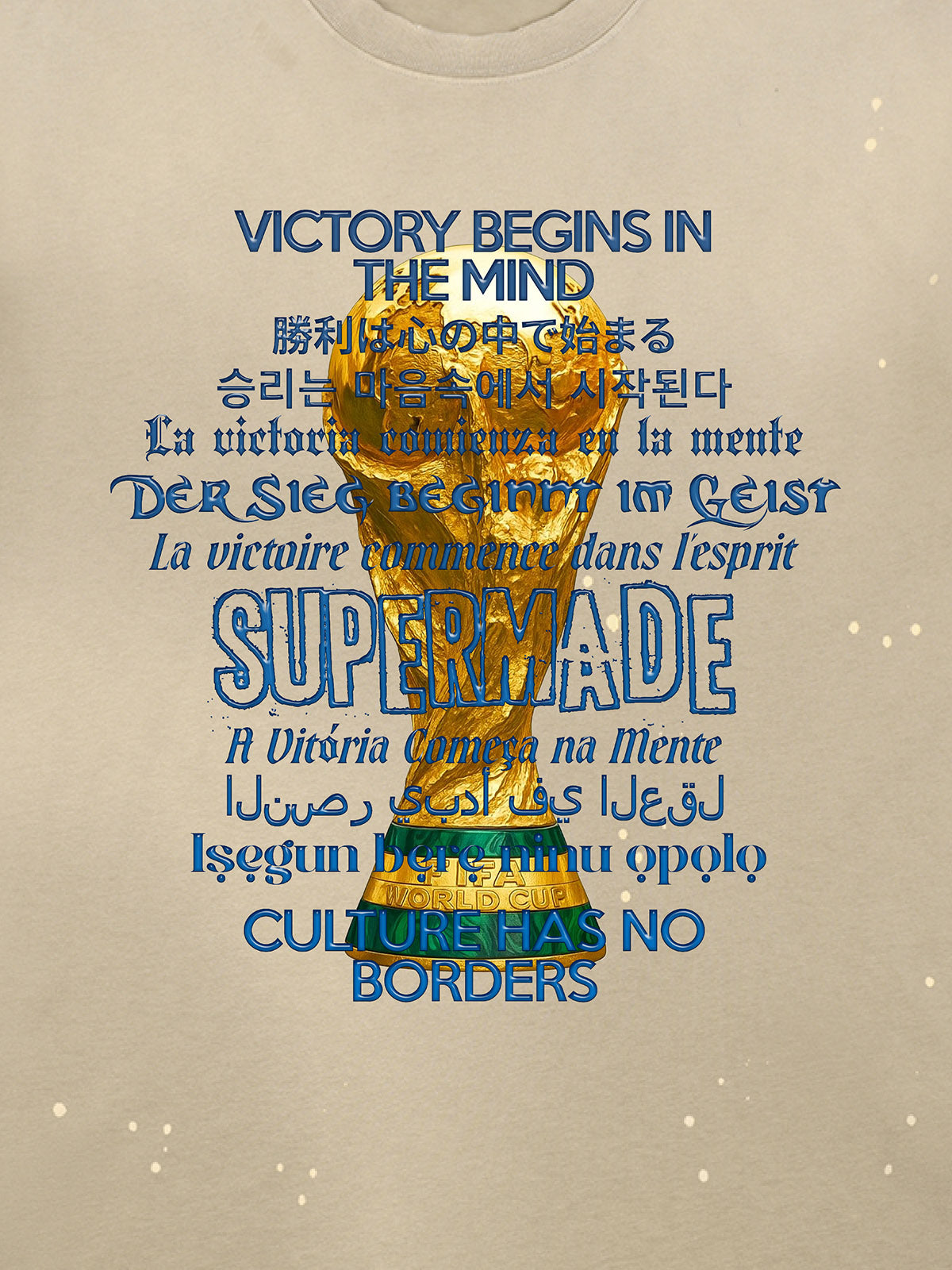 Heavy Wash Splash Ink Loose Edition Short Sleeve T-Shirt with "FIFA" World Cup Motif printed with the "FIFA" motto and multilingual design motif 