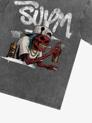 Street Trendy Skull Spray-Paint Graffiti Master T-Shirt 