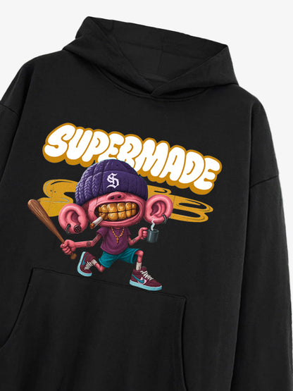 Thesupermade Cartoon Graffiti Font Baseball Trend Boy Hooded Sweatshirt 