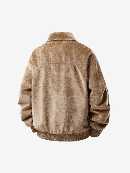 Stylish Velvet Bomber Jacket with Leather Collar for Men 