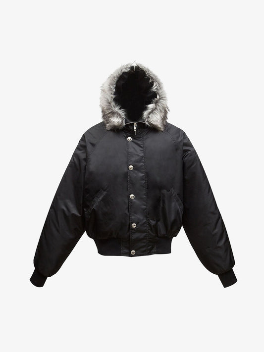 Winter Essential Bomber Jacket with Faux Fur Hood Trim for Ultimate Warmth and Style 