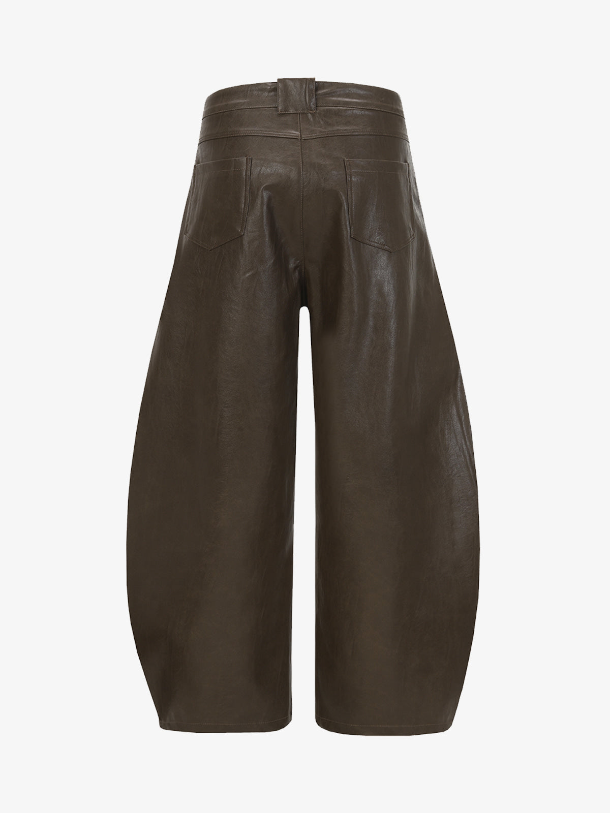 Vintage Pleated PU Leather Barrel Pants 