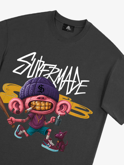 Thesupermade Cartoon Graffiti Trendy Weird Kid T-shirt 