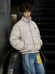 Embroidered All-Over Print Padded Coats