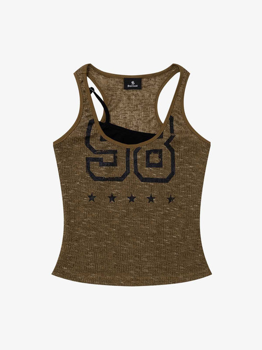 Layered Sporty Mesh Tank Top