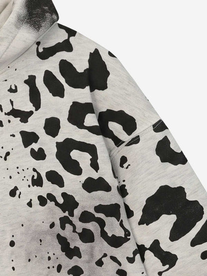 Leopard Logo Appliqué Distressed Hoodie