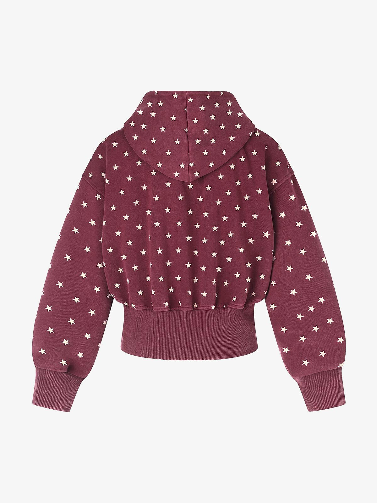 Distressed Polka Dot Ribbed Zip-Up Hoodie