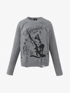 Distressed Ribbed Raglan Knit Sweater