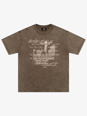 THE SUPERMADE  Vintage-Style Graphic T-Shirt with Inspirational Text and Cross Design 